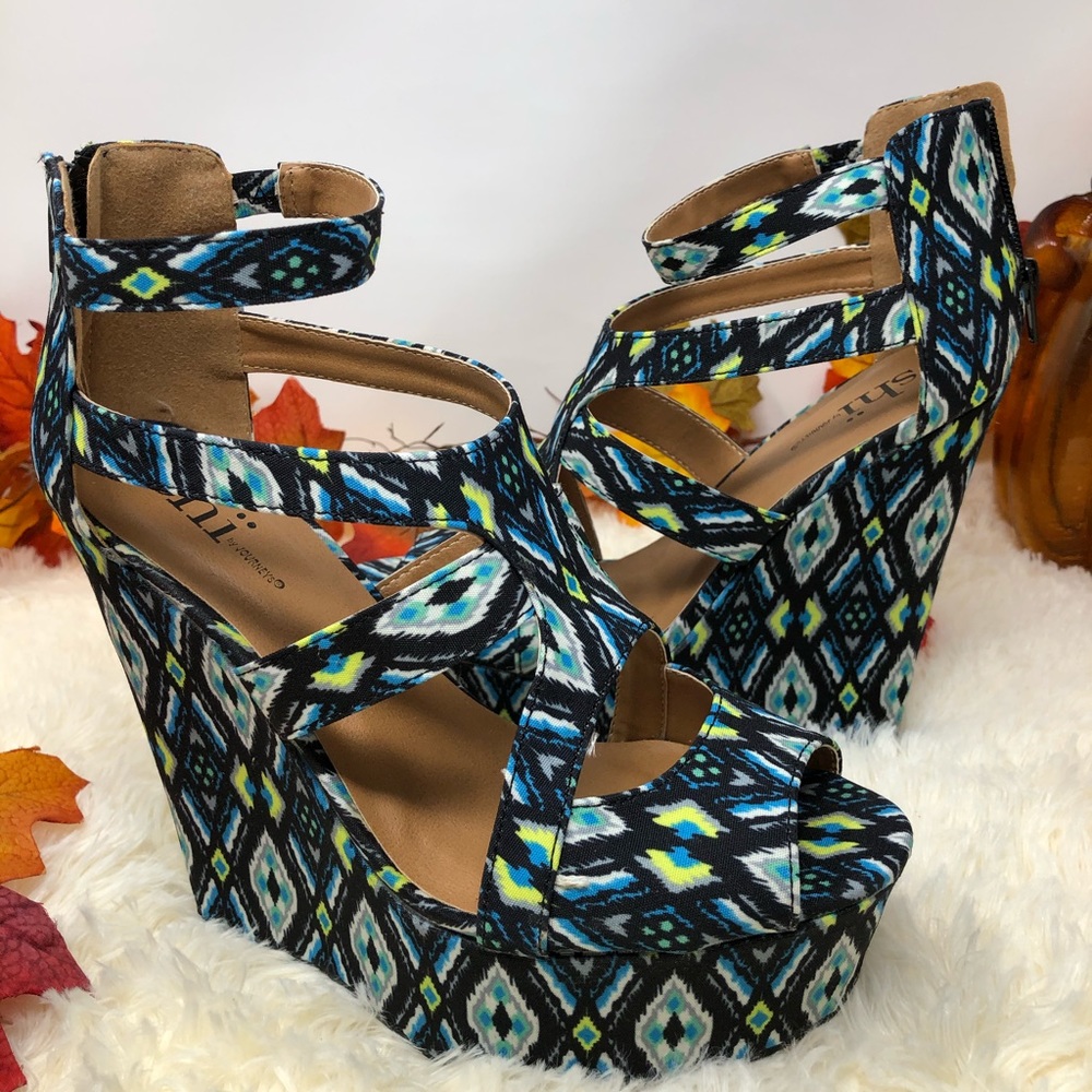 Shi By Journeys Multi Colored Platform Wedges - image 1
